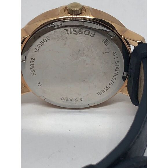 Fossil ES3832 Women Leather Analog Silver Dial Quartz Genuine Wrist Watch KG125 - Picture 11 of 12